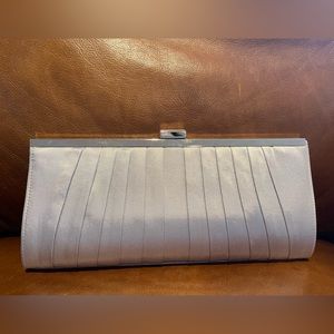 Silver Gray Satin Formal Clutch Handbag Purse